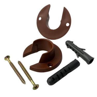 Imagem de Kit 2 Suporte Roseta Flange Varão 19mm Cortina - Morena Mineira, Mogno