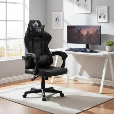 Imagem de Cadeira Gamer Escritório Giratória e Reclinável Preta Fox - Fox Racer