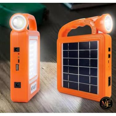 Imagem de Gerador Solar Portátil Com Luminária Lanterna Led Emergência Recarregá