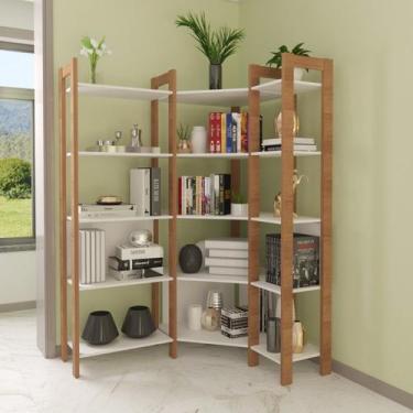 Imagem de Estante de Livros 133CMX184,7cm Multiuso de Canto Haia Yescasa Branco/