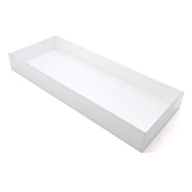 Imagem de Bandeja Lavabo Sala Caixa em Vidro Branco Fosco 25x10cm - Flash