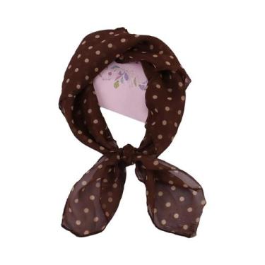Imagem de Lenço De Chiffon Elegante Retro Com Estampa De Pontinhos, Leve, Macio 