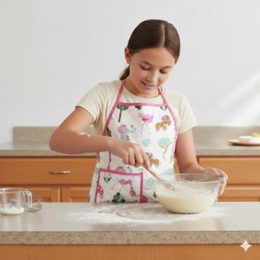 Imagem de Avental Infantil de Cozinha Estampado Impermeável Juvenil Kids COR:SAF