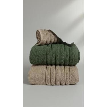 Imagem de Kit 4 Toalhas Algodão Banho e Rosto Terracota Verde - Congratulations 