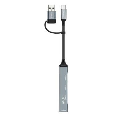 Imagem de Hub USB 3.0 4 em 1 de Alumínio com Adaptador Híbrido USB-C e USB-A Mul
