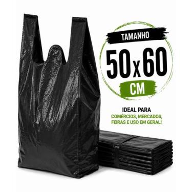 Imagem de 1 kg sacola plastica preta 50x60 reforçada reciclada grossa - JL EMBAL