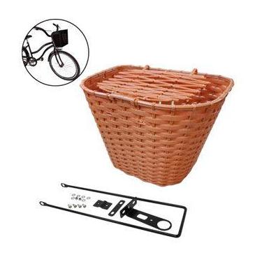 Imagem de Cesta para Bicicleta com Tampa Plástico Tipo Nylon Preta ou Marrom com