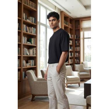Imagem de Calça Masculina DLZ D1000 Chino Bolso Faca, Cinza, 50