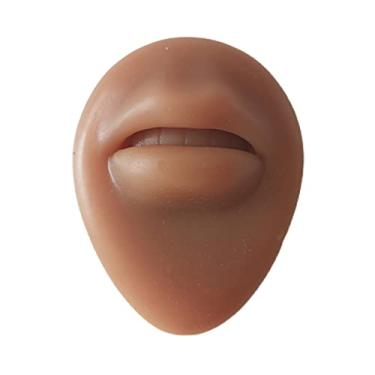Imagem de K99 Modelo de boca humana simulação de silicone, lábio flexível de silicone macio para prática de piercing, ferramenta de exibição de unhas labiais e unhas da boca, marrom