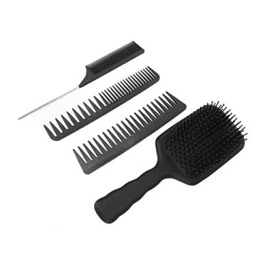Imagem de Escova de cabelo de remo, tamanho moderado Conjunto de pente de cabelo de resistência elétrica portátil Dente largo para todos os tipos de cabelo para casa para cabeleireiro(Preto, Encaixotado)