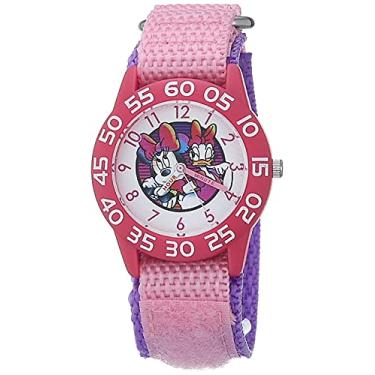 Imagem de Disney Relógio de quartzo japonês para meninas com pulseira de nylon, rosa, 16 (modelo: WDS000990)