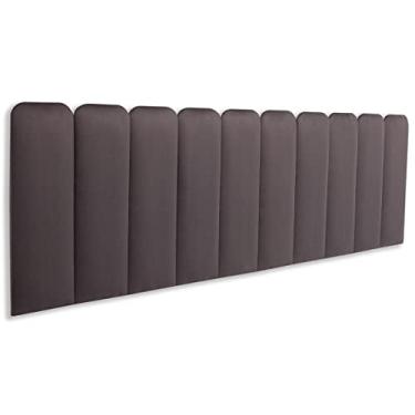 Imagem de Cabeceira King Modulada Arredondada Cama Box 200 cm x 60 Cm Kit 10 Placas Blu Interiores Cor:SUEDE Cinza Chumbo