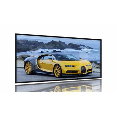 Imagem de Quadros Carros Bugatti Amarelo 130x60 Moldura Preta 2x2