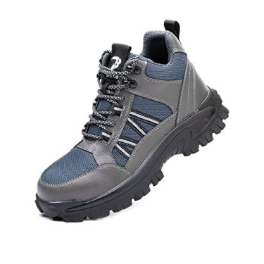 Imagem de Jueshanzj Sapatos de segurança masculinos casuais para trabalho anti-esmagamento anti-piercing, sapatos de trabalho leves, respiráveis, biqueira de aço, sapatos de proteção /, Cinza, 6.5