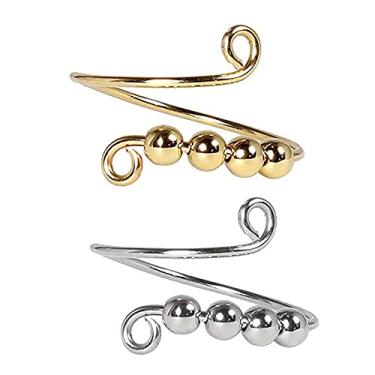 Imagem de Anel de miçangas giratório para mulheres – anel feminino de micromovimento, com espiral de virada única, anel antiestresse, ansiedade, artesanato, inspirações, brinquedos para alívio de estresse, Cobre