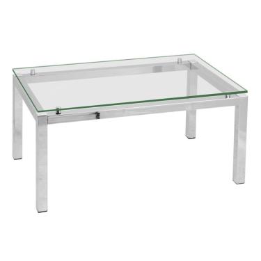 Imagem de Mesa de Centro Retangular Cromada Aço Transparente