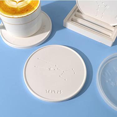 Imagem de Moldes de resina de porta-copos,12 pe?as constela??es de silicone recicl¨¢vel produ??o diy, molde de porta-copos de silicone de f¨¢cil desmoldagem para decora??o de casa diy, Moldes para porta cop
