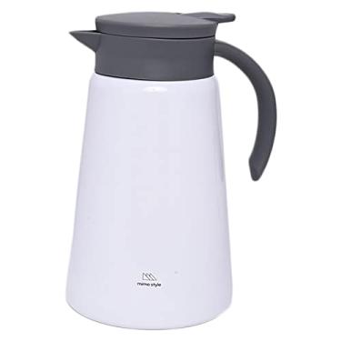 Imagem de Mimo Style Garrafa Térmica de Parede Dupla 1L, na Cor Branca, Inteiramente em Aço Inoxidável. Mantém Suas Bebidas Quentes ou Frias Por Mais Tempo. Resistente e Durável, Perfeita Para Qualquer Bebida