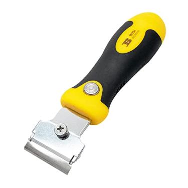 Imagem de SEIWEI Raspador extensível com 4 lâminas extras para raspador de tinta de vidro de janela, ferramenta de limpeza amarela