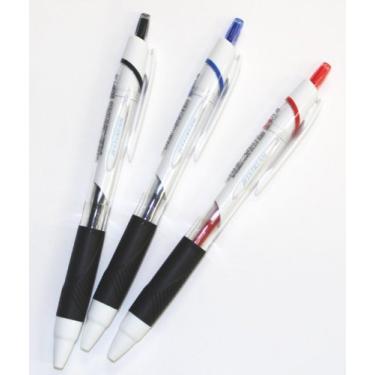 Imagem de Canetas esferográficas Uni-Ball Jetstream de ponta extrafina retrátil, tipo de aderência de borracha - 0,5 mm-preto. Azul.vermelho, conjunto de 3 canetas de tinta colorida