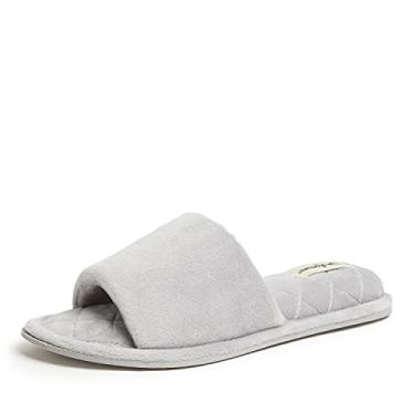 Imagem de Dearfoams Pantufa feminina de espuma viscoelástica felpuda para uso interno Beatrice House, Veludo granizo, 5-6
