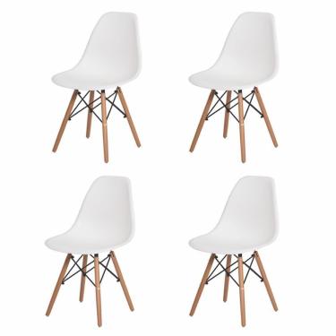 Imagem de 4 Cadeiras Com Encosto Para Mesa De Jantar Cozinha Branco