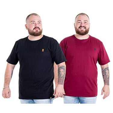 Imagem de Kit 2 Camisetas Camisas Blusas Básicas Masculinas Plus Size G1 G2 G3 Flero Cor:Preta Bordo;Tamanho:G3