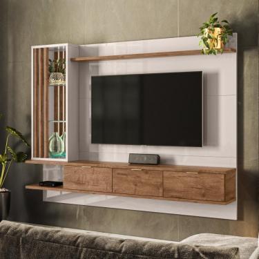 Imagem de Painel Para Tv Até 55" Off White E Madero Canela 207cm