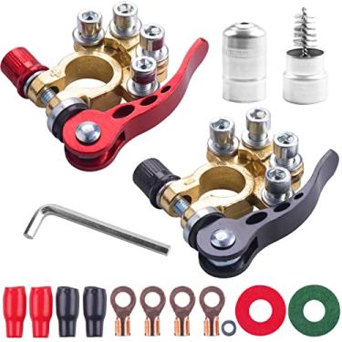 Imagem de JINGKE Conectores de fixação de terminal de bateria 2 peças 4 vias de desconexão rápida de liberação rápida terminal de bateria de carro para postes SAE/JIS tipo A, compatível com carros, vans, caminhões e mais