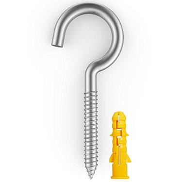 Imagem de VANFLY Kit de ganchos para copos de teto de aço inoxidável de 20 peças - Ganchos de parafuso, parafusos de anel para uso doméstico, escritório e externo - Suportes de gancho de iluminação, ganchos