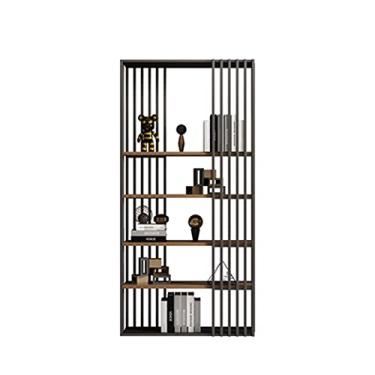Imagem de KIZQYN Estante simples estante do chão ao teto ferro forjado divisória de escritório armário de mesa rack de sala estilo industrial estante de exibição (cor: A, tamanho: 120cm)