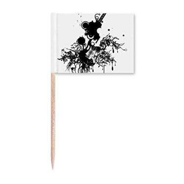 Imagem de Instrumentos musicais de violão, padrão louco, palito, bandeiras, marcadores, decoração de festa