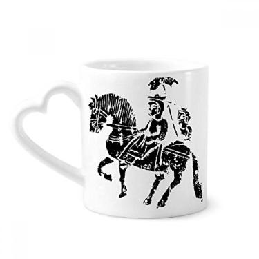 Imagem de Caneca China Wei Jin Dynasties com estampa de equitação de cavalo caneca de café cerâmica copo de coração de vidro