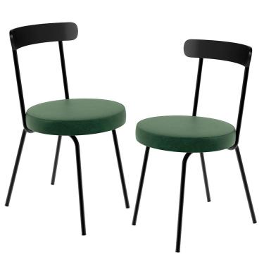 Imagem de Kit 2 Cadeiras Decorativa Estofada Para Sala De Jantar Haia F01 Couríssimo Verde Musgo - Lyam Decor