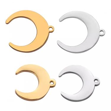 Imagem de CNBPIC 5Pcs Aço Inoxidável Lua Forma Encantos Pingente Para Joias Diy Fazendo Encontrar