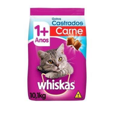 Imagem de Ração Whiskas Para Gatos Adultos Castrados Sabor Carne - 10,1Kg