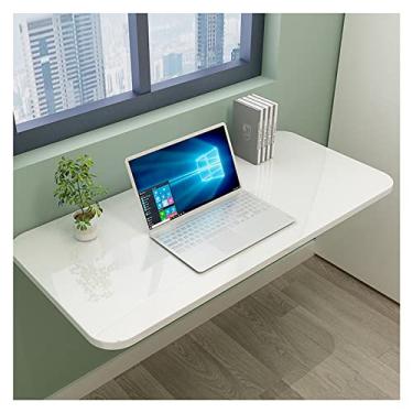 Imagem de SXSGSM Mesa dobrável montada na parede mesa de jantar de cozinha dobrável de madeira mesa de folhas de queda dobrável mesa de computador compacta mesa de aprendizagem bancada portátil (cor: branco, tamanho: 30x120cm) O novo