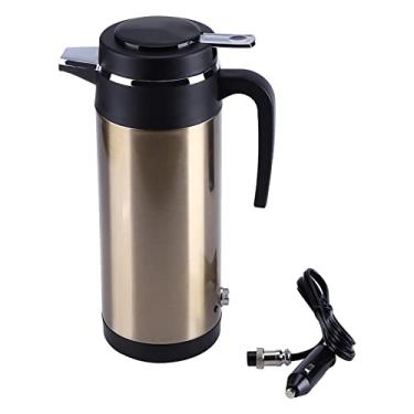 Imagem de caneca aquecida portátil de 12V,Copo de aquecimento de carro, copo de café elétrico de viagem de aço inoxidável de 800 mL para água aquecida, café, leite, chá
