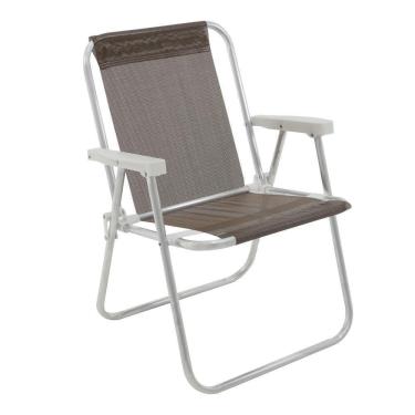 Imagem de Cadeira Praia Alta Alumínio 110Kg Lazy Bel - Marrom