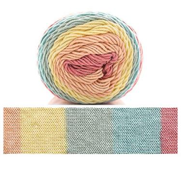 Imagem de Cicilin 4 peças de fio de crochê de 100 g, fio de mistura de algodão confortável, fio de tricô multicolorido, fio de tricô à mão, fio de crochê (cor 31)
