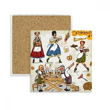 Imagem de Porta-copos quadrado de cultura alfandegária alemã para café da manhã suporte de subplaca pedra isolante