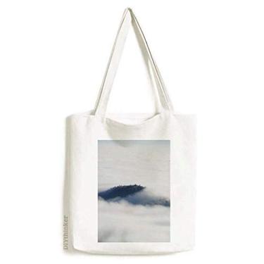 Imagem de Clouds Fog Sky Mountain Nature Forest Sacola de lona casual bolsa de compras