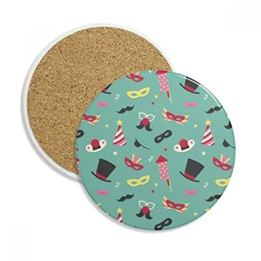 Imagem de Caneca de porta-copos com cabeça de chapéu formal Feliz Carnaval de Veneza, pedra absorvente de proteção de mesa