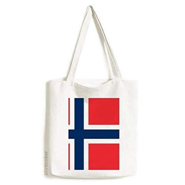 Imagem de Bolsa de lona com bandeira nacional da Noruega e país da Europa, bolsa de compras casual