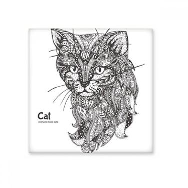 Imagem de Pintura humana de gato silencioso azulejo de cerâmica brilhante decalque de tijolo vitrificado pedra adornada