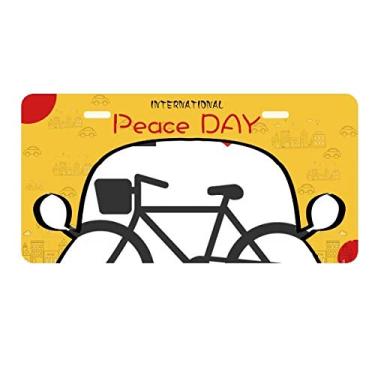 Imagem de DIYthinker Placa de licença I Love Red Heart Bicycle Pattern Tag Car Decor Peace Day