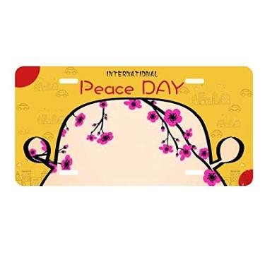 Imagem de DIYthinker Placa de licença japonesa rosa preta Sakura Art Decoração de carro Dia da Paz