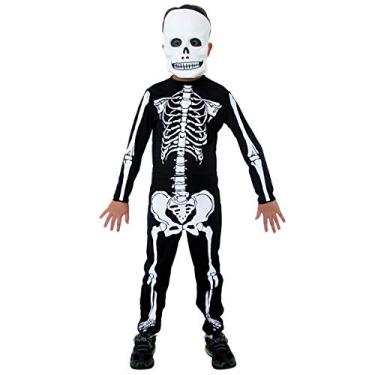 Imagem de Fantasia Esqueleto Infantil 923640-p Sulamericana Fantasias Preto/branco 3/4 Anos
