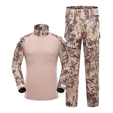 Imagem de Conjunto masculino de camiseta e calça de combate tático camuflado airsoft uniforme militar roupas de caça, CP,1