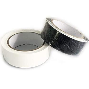 Imagem de Powerti Fita de proteção de cabeça de raquete de tênis 3,5 cm de largura fita de proteção de raquete de tênis macia - conjunto de 2, preto e branco CA